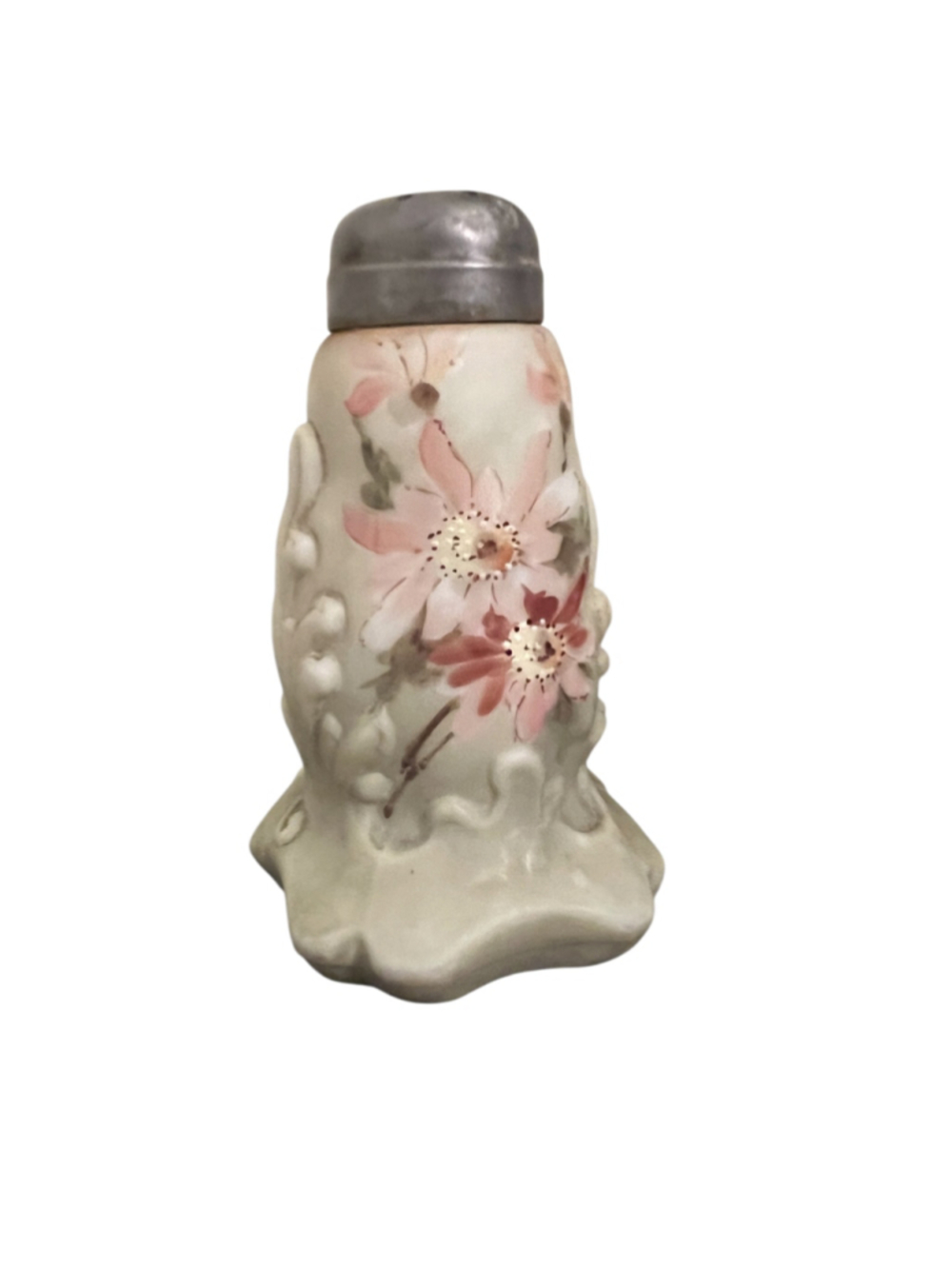 Rare C.F. Monroe Late vintage century wave crest floral green tinted shaker
